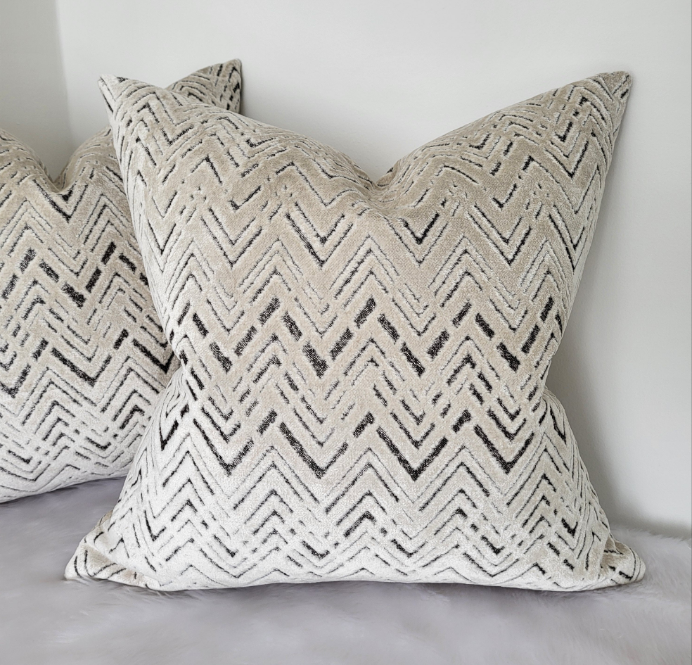 Luxury Cushion Cover - Romo Black Edition Zola Silver Birch fabric - Handmade Designer Pillow - Modern Home Decor