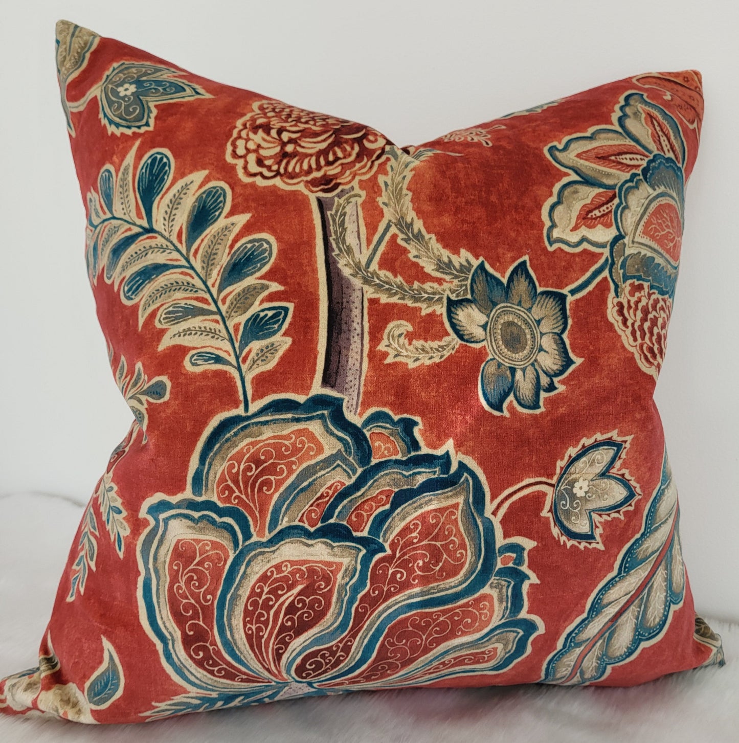 Sanderson Shalimar Velvet Cushion Covers in Ruby & Teal - Luxury Designer Cushions