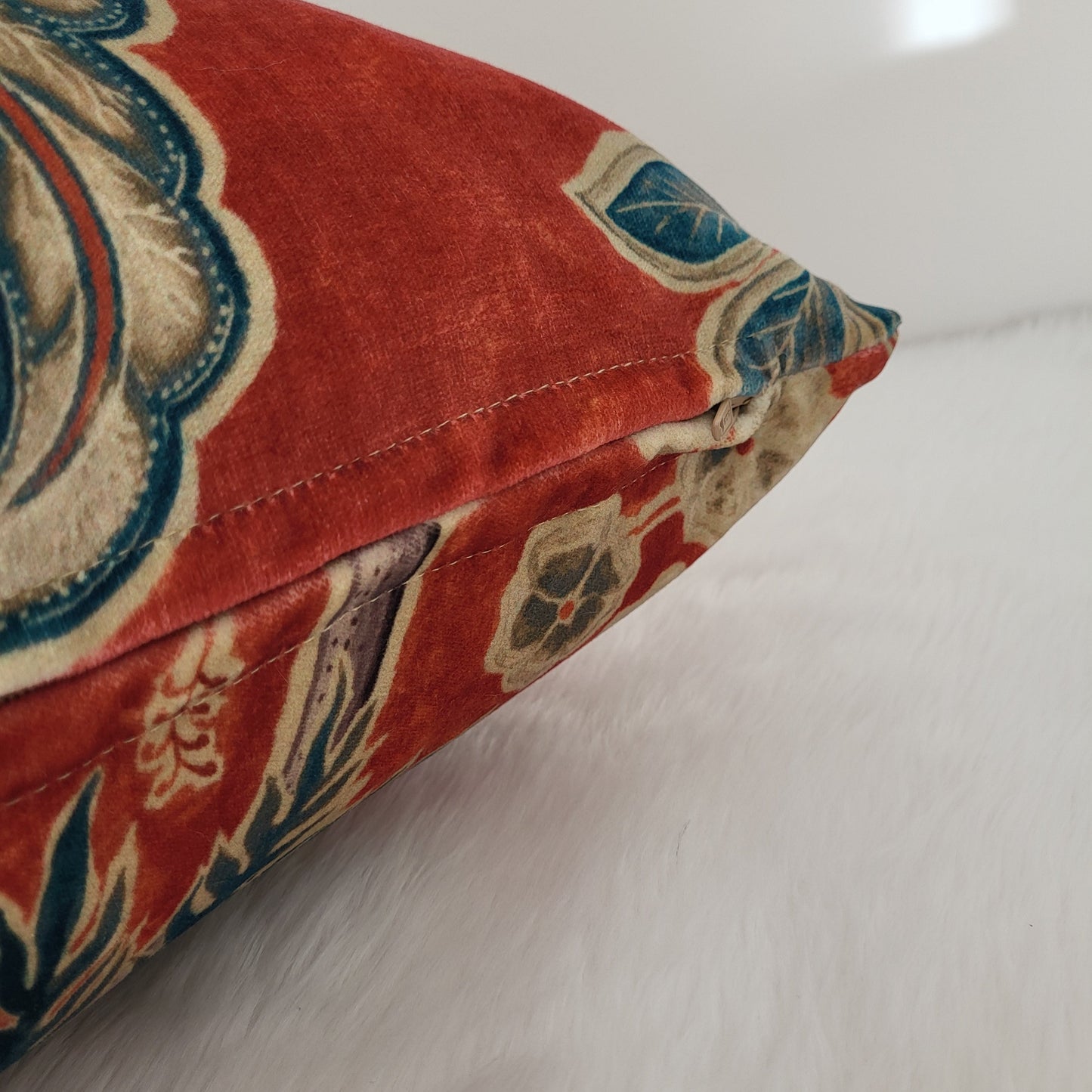 Sanderson Shalimar Velvet Cushion Covers in Ruby & Teal - Luxury Designer Cushions