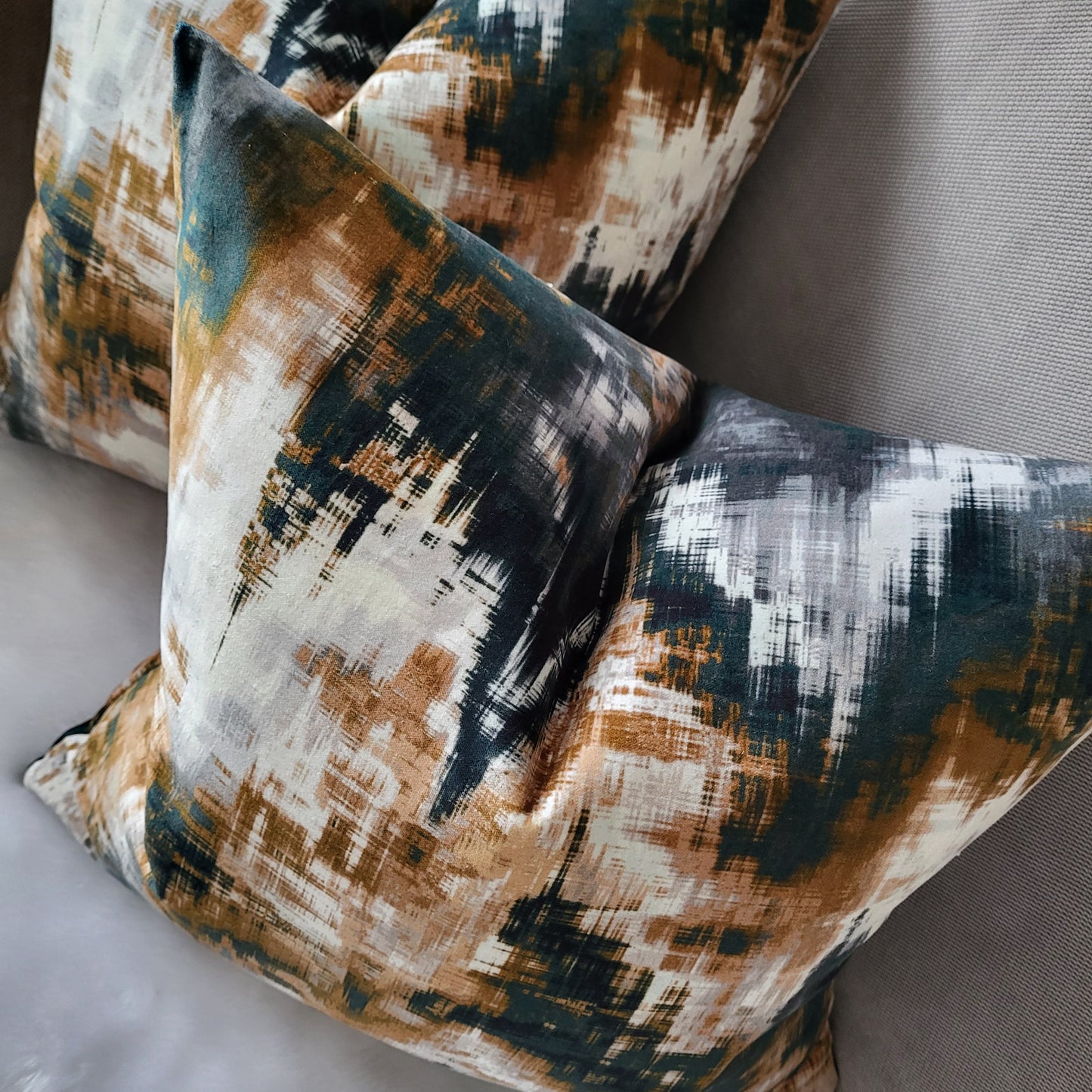 Harlequin Distortion Double-sided Cushion Covers - 45x45cm - Tobacco Slate Clay