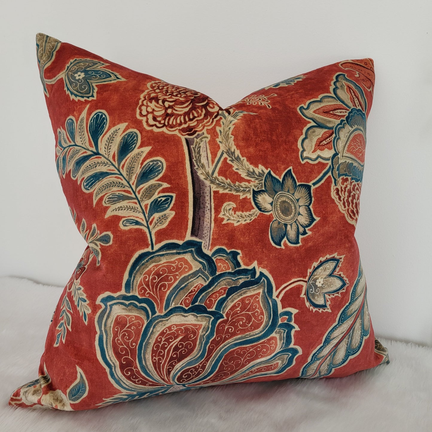 Sanderson Shalimar Velvet Cushion Covers in Ruby & Teal - Luxury Designer Cushions