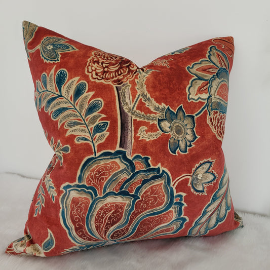 Sanderson Shalimar Velvet Cushion Covers in Ruby & Teal - Luxury Designer Cushions