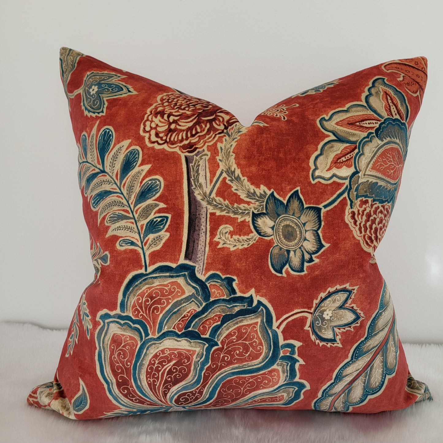 Sanderson Shalimar Velvet Cushion Covers in Ruby & Teal - Luxury Designer Cushions