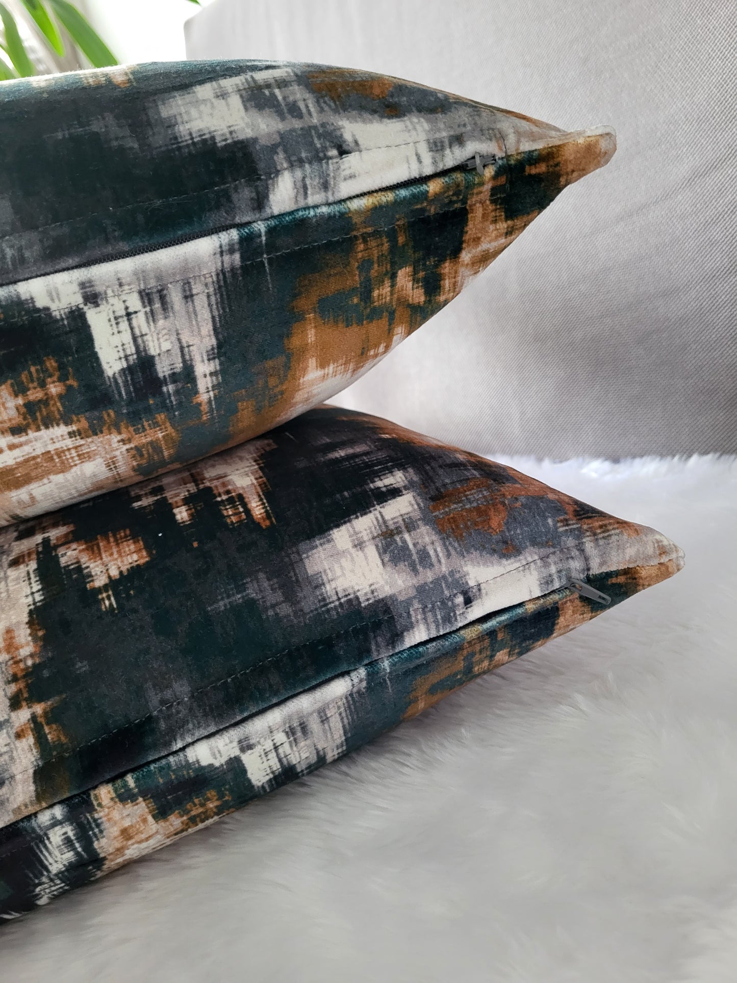 Harlequin Distortion Double-sided Cushion Covers - 45x45cm - Tobacco Slate Clay