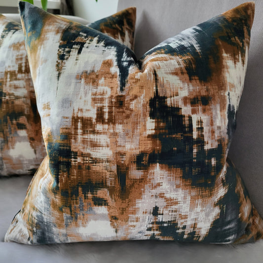 Harlequin Distortion Double-sided Cushion Covers - 45x45cm - Tobacco Slate Clay
